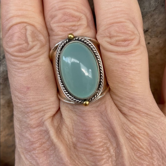 JOYA by Judy Crowell Aqua Chalcedony Ring Size 7 - Picture 11 of 11